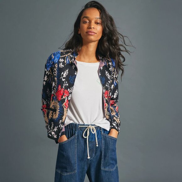 Anthropologie Pilcro Debra Cropped Sweater Jacket in Black - sz XS - Picture 1 of 13